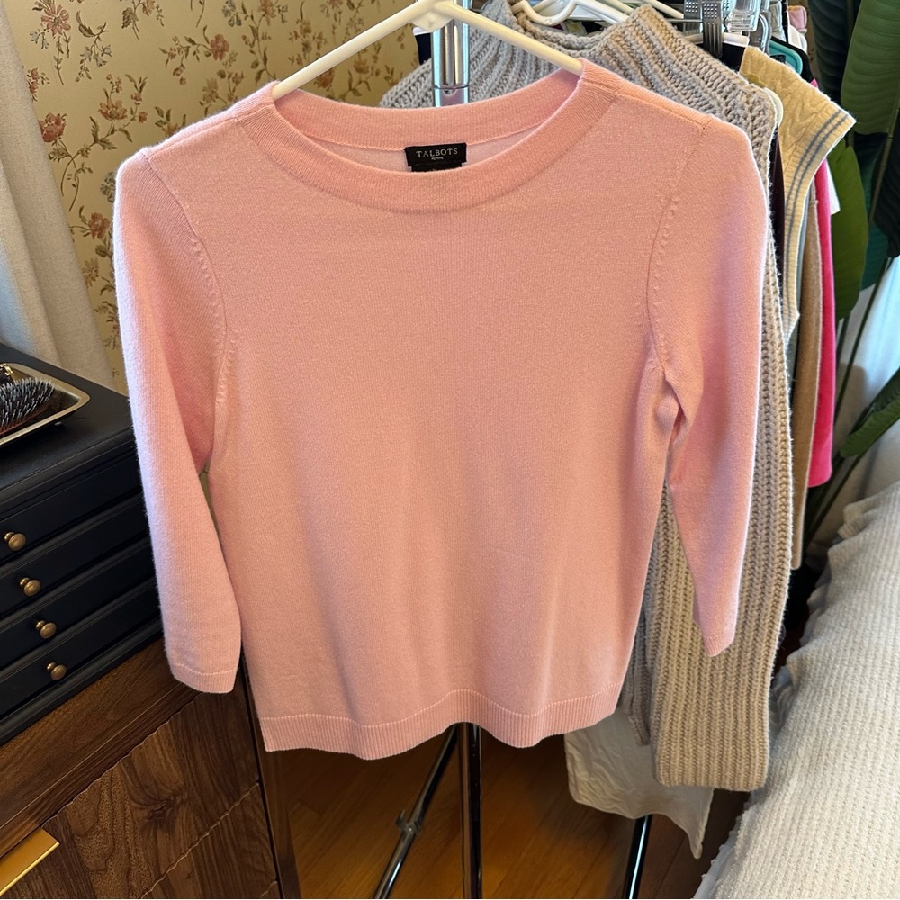 Talbots light pink cashmere sweater sz SP
